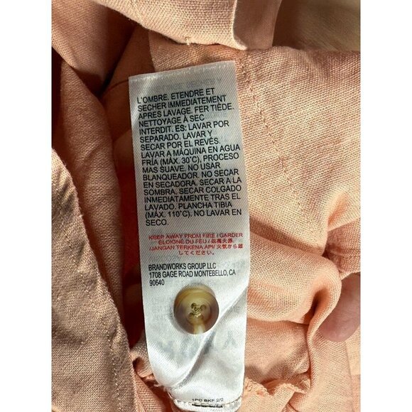 NWT Roxy Morning Time Women's Button Up Shirt Linen Blend Rose Cloud Solid Sz S - Picture 7 of 12